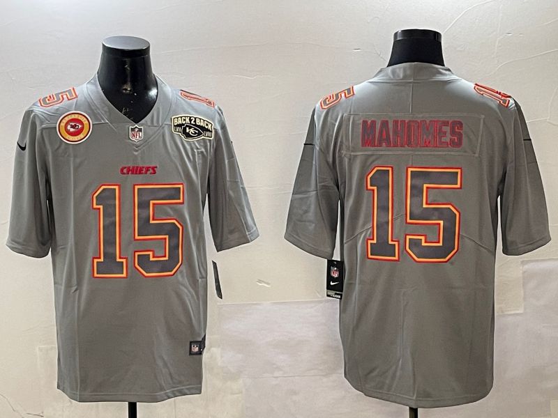 Men Kansas City Chiefs #15 Mahomes Grey 2025 Nike Vapor Limited NFL Jersey style 2106